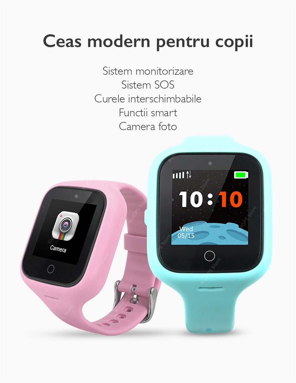 Ceas smartwatch copii TechONE S66A, Roz Ceas smartwatch copii TechONE S66A, Roz